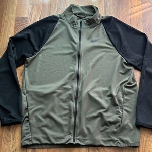 Nike Men's Size L Olive Green and Black Full-Zip Training Jacket